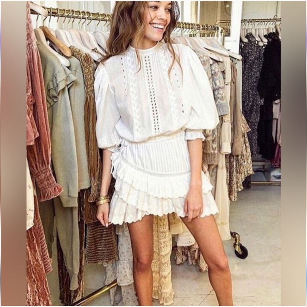 Loveshackfancy White Ecru Lorelei Dress Size XS Bohemian Festival